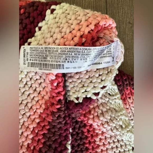 ZARA Red Pink And Cream Striped Crochet Dress Limited Edition, Size M - Picture 11 of 11